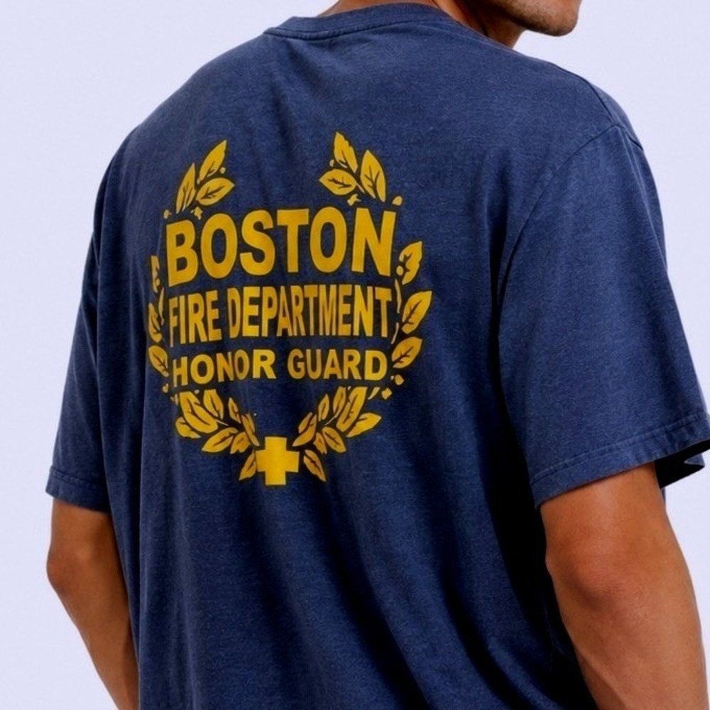 Boston Fire Dept Honor Guard Graphic T-Shirt Mens XL Blue Gray Next Level